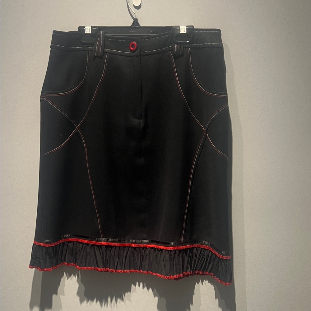 Joseph Ribkoff Elegant Black Skirt with Red Accents
